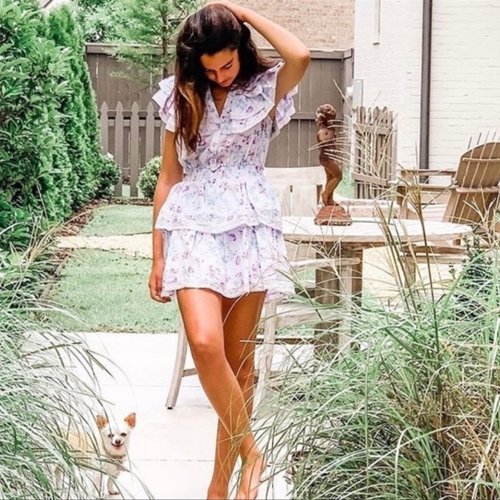 LoveShackFancy Purple Lou Ruffle Dress